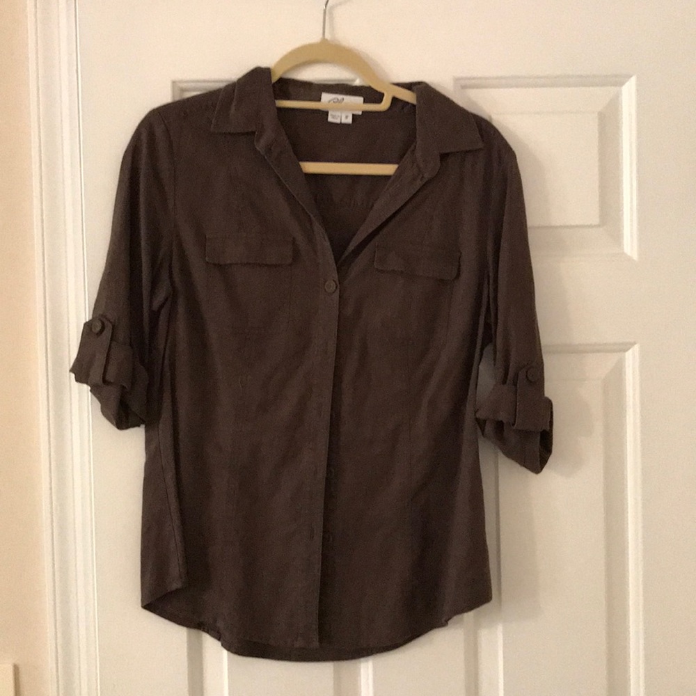 Brown button down